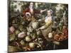 The Four Elements: A Greengrocer's Stall with the Flight Into Egypt Beyond-Joachim Beuckelaer-Mounted Giclee Print