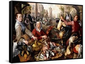 The Four Elements: a Poultry Stall in a Town with the Prodigal Son Beyond - an Allegory of Air-Joachim Beuckelaer-Framed Stretched Canvas