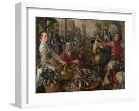 The Four Elements: Air. a Poultry Market with the Prodigal Son in the Background, 1569-Joachim Beuckelaer-Framed Giclee Print