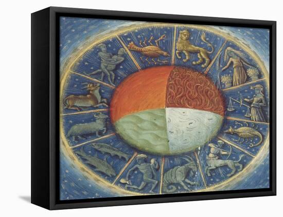 The Four Elements of Earth with the Twelve Signs of the Zodiac, from "Des Proprietez Des Choses"-null-Framed Stretched Canvas