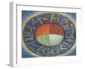 The Four Elements of Earth with the Twelve Signs of the Zodiac, from "Des Proprietez Des Choses"-null-Framed Giclee Print