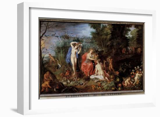 The Four Elements Three Graces Represented in a Forest Landscape, with Vegetables (Cabbage, Pumpkin-Jan the Elder Brueghel-Framed Giclee Print