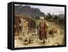 The four lepers looting the camp of the Syrians - Bible-William Brassey Hole-Framed Stretched Canvas