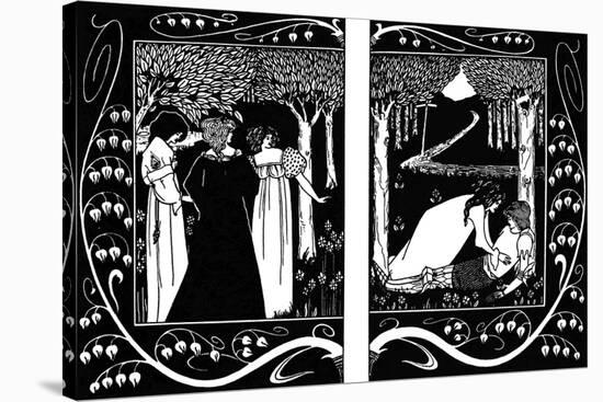 The Four Queens and Lancelot, 1893-1894-Aubrey Beardsley-Stretched Canvas