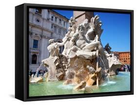 The Four Rivers Fountain in Piazza Navona, Rome, Lazio, Italy, Europe-Adina Tovy-Framed Stretched Canvas