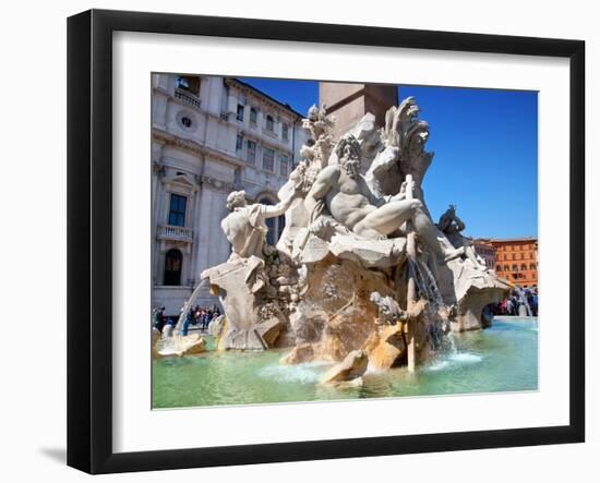 The Four Rivers Fountain in Piazza Navona, Rome, Lazio, Italy, Europe-Adina Tovy-Framed Photographic Print