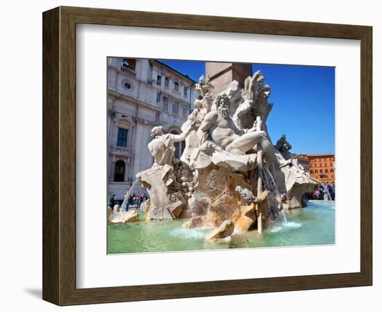 The Four Rivers Fountain in Piazza Navona, Rome, Lazio, Italy, Europe-Adina Tovy-Framed Photographic Print