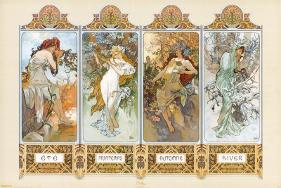 The Four Seasons-Alphonse Mucha-Lamina Framed Poster