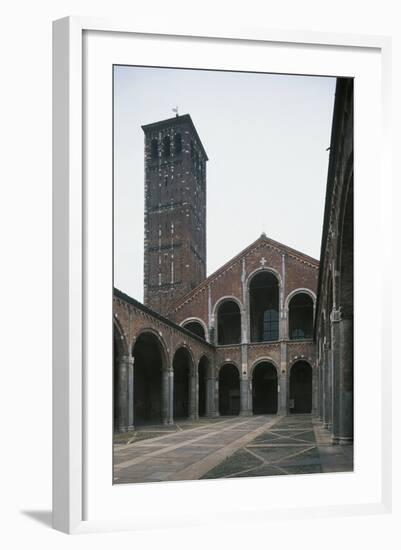 The Four-Sided Portico and Facade of the Basilica of Sant'Ambrogio-null-Framed Photographic Print