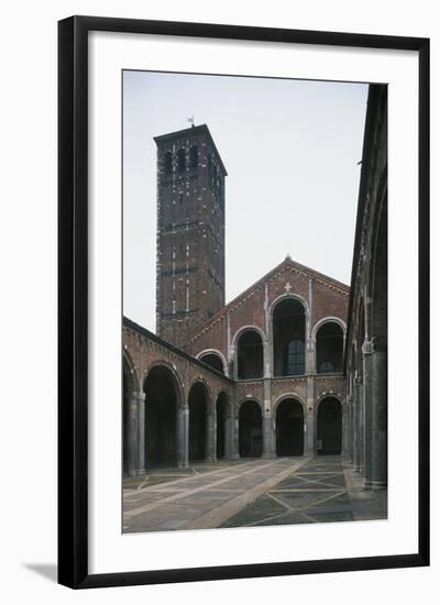 The Four-Sided Portico and Facade of the Basilica of Sant'Ambrogio-null-Framed Photographic Print