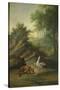 The Fox and the Stork, 1747 (Oil on Canvas)-Jean-Baptiste Oudry-Stretched Canvas