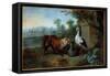 The Fox and the Stork, 1751 (Oil on Canvas)-Jean-Baptiste Oudry-Framed Stretched Canvas