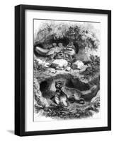 The Fox Burrow, Vintage Engraved Illustration. Magasin Pittoresque 1867.-Morphart-Framed Photographic Print