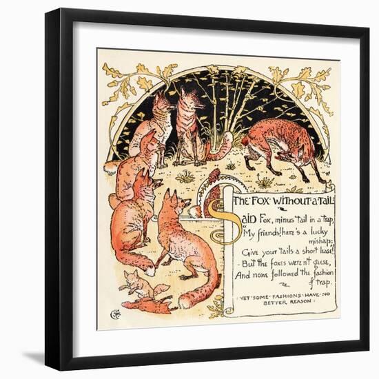 The Fox Without a Tail, Illustration from 'Baby's Own Aesop', Engraved and Printed by Edmund…-Walter Crane-Framed Giclee Print