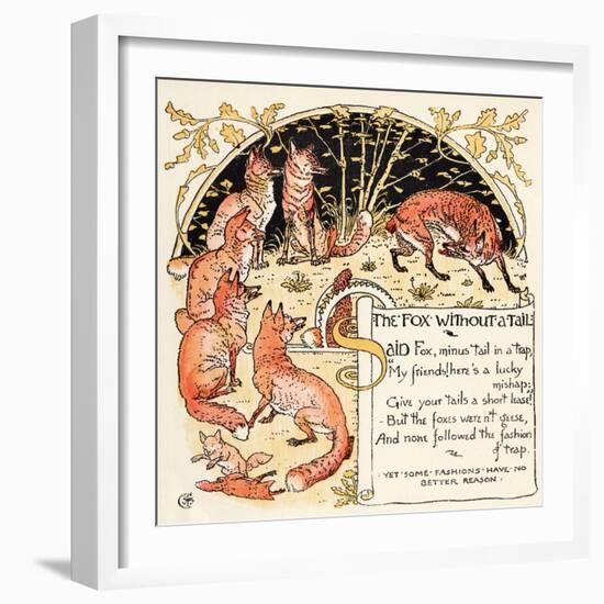 The Fox Without a Tail, Illustration from 'Baby's Own Aesop', Engraved and Printed by Edmund…-Walter Crane-Framed Giclee Print