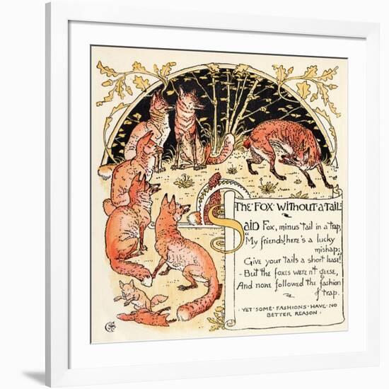 The Fox Without a Tail, Illustration from 'Baby's Own Aesop', Engraved and Printed by Edmund…-Walter Crane-Framed Giclee Print