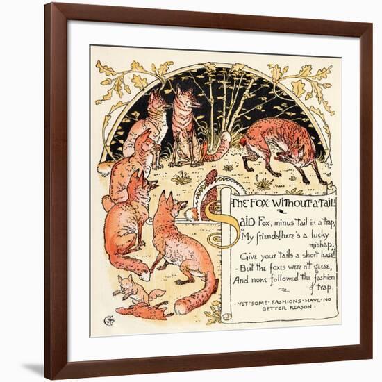 The Fox Without a Tail, Illustration from 'Baby's Own Aesop', Engraved and Printed by Edmund…-Walter Crane-Framed Giclee Print