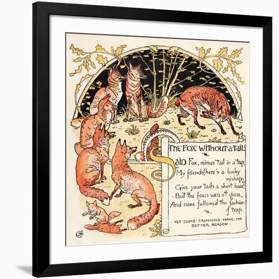 The Fox Without a Tail, Illustration from 'Baby's Own Aesop', Engraved and Printed by Edmund…-Walter Crane-Framed Giclee Print