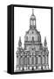 The Frauenkirche, Dresden, C.1730-2023 (Drawn 1994) (Ink)-Stephen Conlin-Framed Stretched Canvas