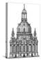 The Frauenkirche, Dresden, C.1730-2023 (Drawn 1994) (Ink)-Stephen Conlin-Stretched Canvas