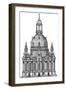 The Frauenkirche, Dresden, C.1730-2023 (Drawn 1994) (Ink)-Stephen Conlin-Framed Giclee Print