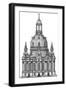 The Frauenkirche, Dresden, C.1730-2023 (Drawn 1994) (Ink)-Stephen Conlin-Framed Giclee Print