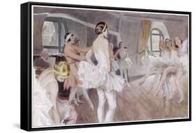 The French Academie De Musique Et De Danse Rehearsing Coppelia - Mlle Zambelli in Pink-null-Framed Stretched Canvas