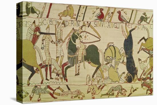 The French and the English Fall Side by Side in Battle, from the Bayeux Tapestry-null-Stretched Canvas