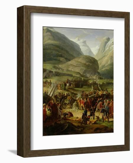 The French Army Travelling over the St. Bernard Pass at Bourg St. Pierre, 20th May 1800, 1806-Charles Thevenin-Framed Giclee Print