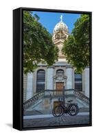 The French Cathedral (Franzosischer Dom) with Bike in Foreground, Berlin, Germany, Europe-Charlie Harding-Framed Stretched Canvas