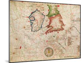 The French Coast, England, Scotland and Ireland, from a Nautical Atlas, 1520 (Detail)-Giovanni Xenodocus da Corfu-Mounted Giclee Print