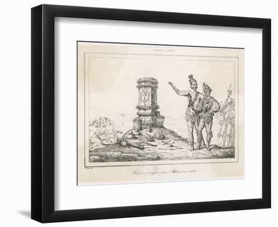 The French Coloniser Jean Ribault Sets up His Column in Florida-Theodor de Bry-Framed Art Print