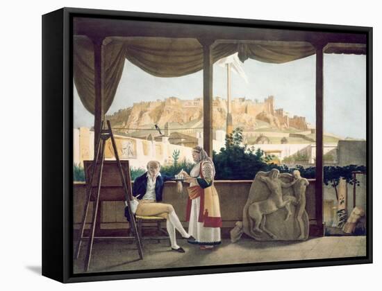 The French Consul, Monsieur Fauvel, on the Terrace of his House in Athens, engraved by the Thierry-Louis Dupré-Framed Stretched Canvas