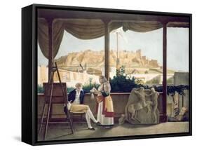 The French Consul, Monsieur Fauvel, on the Terrace of his House in Athens, engraved by the Thierry-Louis Dupré-Framed Stretched Canvas