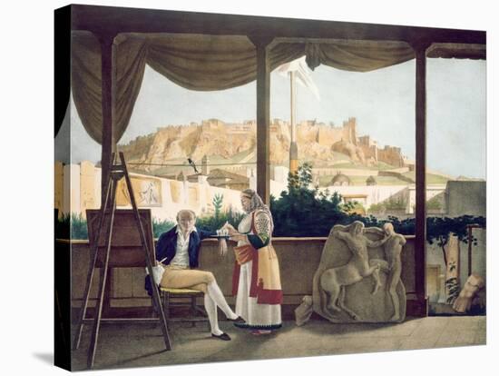 The French Consul, Monsieur Fauvel, on the Terrace of his House in Athens, engraved by the Thierry-Louis Dupré-Stretched Canvas