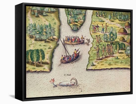 The French Discover the River of May-Jacques Le Moyne-Framed Stretched Canvas