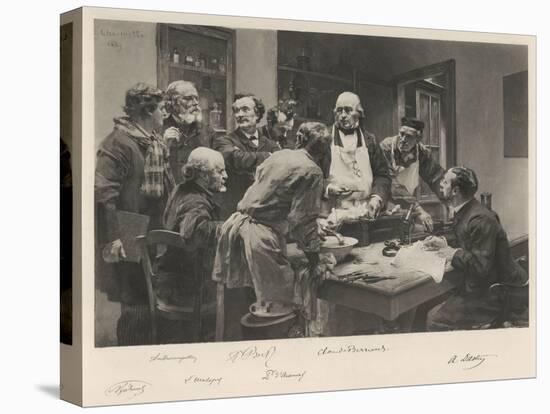 The French Doctor Claude Bernard with a Group of His Colleagues Probably at the College de France-Lhermitte-Stretched Canvas