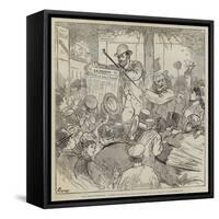 The French Elections, a Sketch on the Boulevard Montmartre, 15 October, Midnight, Une Fausse Joie-Felix Regamey-Framed Stretched Canvas