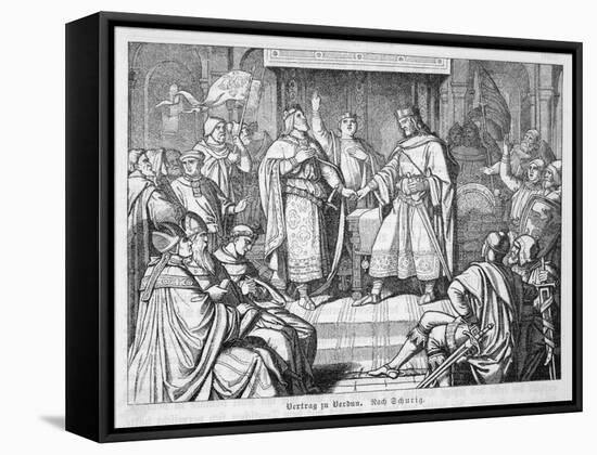 The French Empire Established by Charlemagne is Divided at the Treaty of Verdun-null-Framed Stretched Canvas