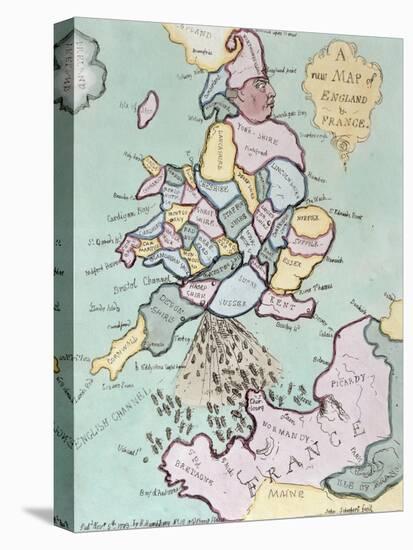 The French Invasion, or John Bull Bombarding the Bum-Boats, Published by Hannah Humphrey in 1793-James Gillray-Stretched Canvas