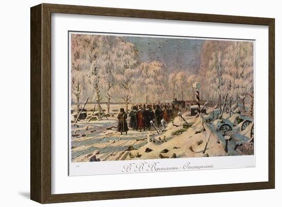 The French Retreat from Moscow in October 1812, C.1888-95-Vasili Vasilievich Vereshchagin-Framed Giclee Print