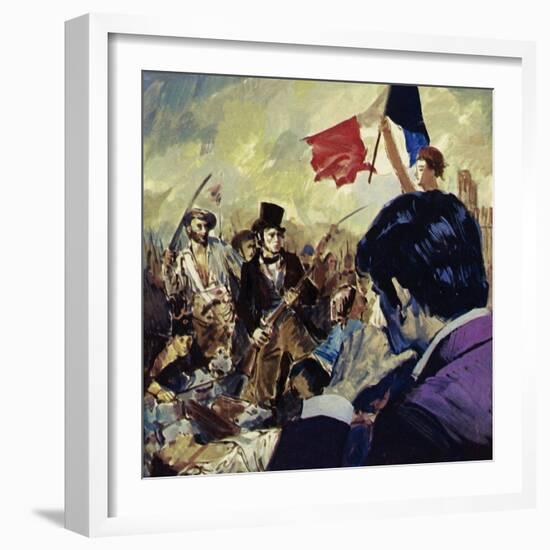 The French Revolution Inspired Eugene Delacroix to Paint Liberty Guiding the French People-Luis Arcas Brauner-Framed Giclee Print