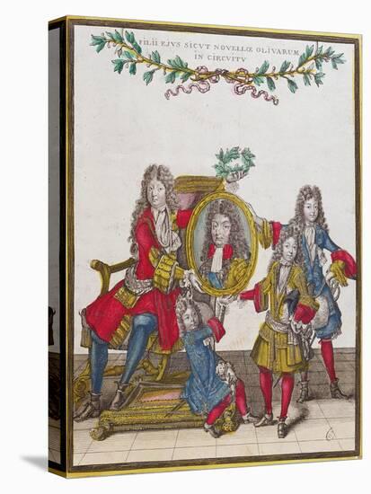 The French Royal Family Holding a Portrait of Louis Xiv, Late Seventeenth Century-Nicolas Arnoult-Stretched Canvas