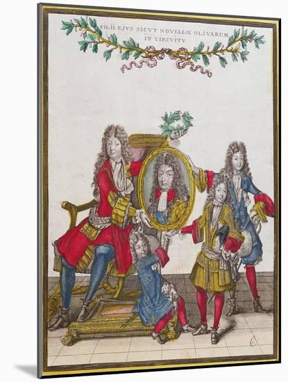 The French Royal Family Holding a Portrait of Louis Xiv, Late Seventeenth Century-Nicolas Arnoult-Mounted Giclee Print