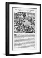 The French Sack Loot and Burn the Spanish-Held Town of Chorera-Theodor de Bry-Framed Art Print