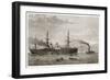 The French Transatlantic Company's Steamship "Amerique" Towed into Plymouth by Tugs-J.r. Wells-Framed Art Print