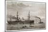 The French Transatlantic Company's Steamship "Amerique" Towed into Plymouth by Tugs-J.r. Wells-Mounted Art Print