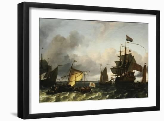 The Frigate Princes Maria, Flying the Standard of Prince William of Orange, Near Amsterdam-Ludolf Bakhuizen-Framed Giclee Print