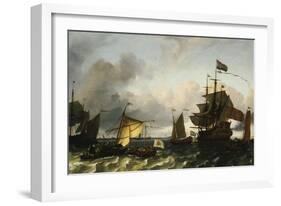 The Frigate Princes Maria, Flying the Standard of Prince William of Orange, Near Amsterdam-Ludolf Bakhuizen-Framed Giclee Print