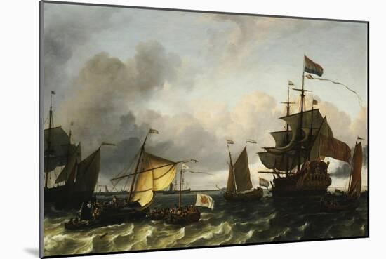 The Frigate Princes Maria, Flying the Standard of Prince William of Orange, Near Amsterdam-Ludolf Bakhuizen-Mounted Giclee Print